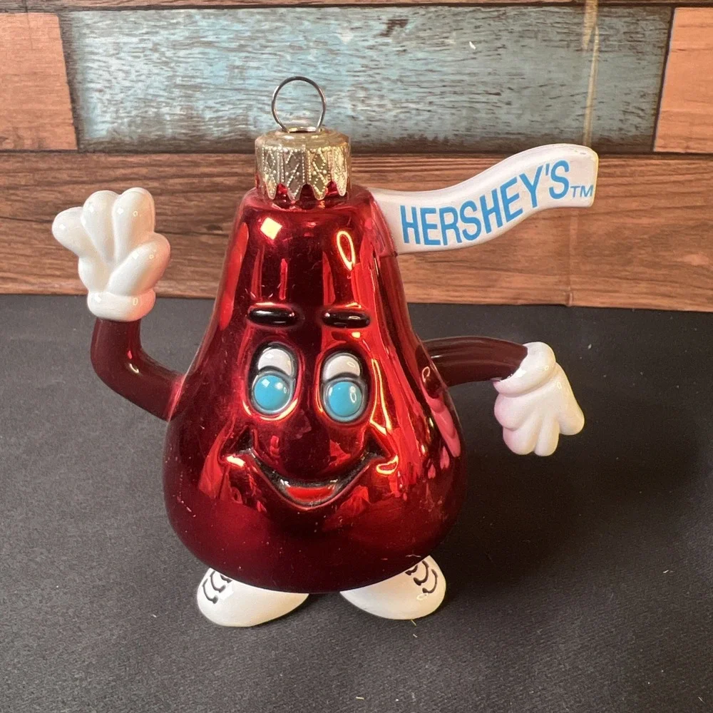 Vintage 1998 Set‎ Of 4 Hershey's Kisses Glass Christmas Tree Ornaments  4